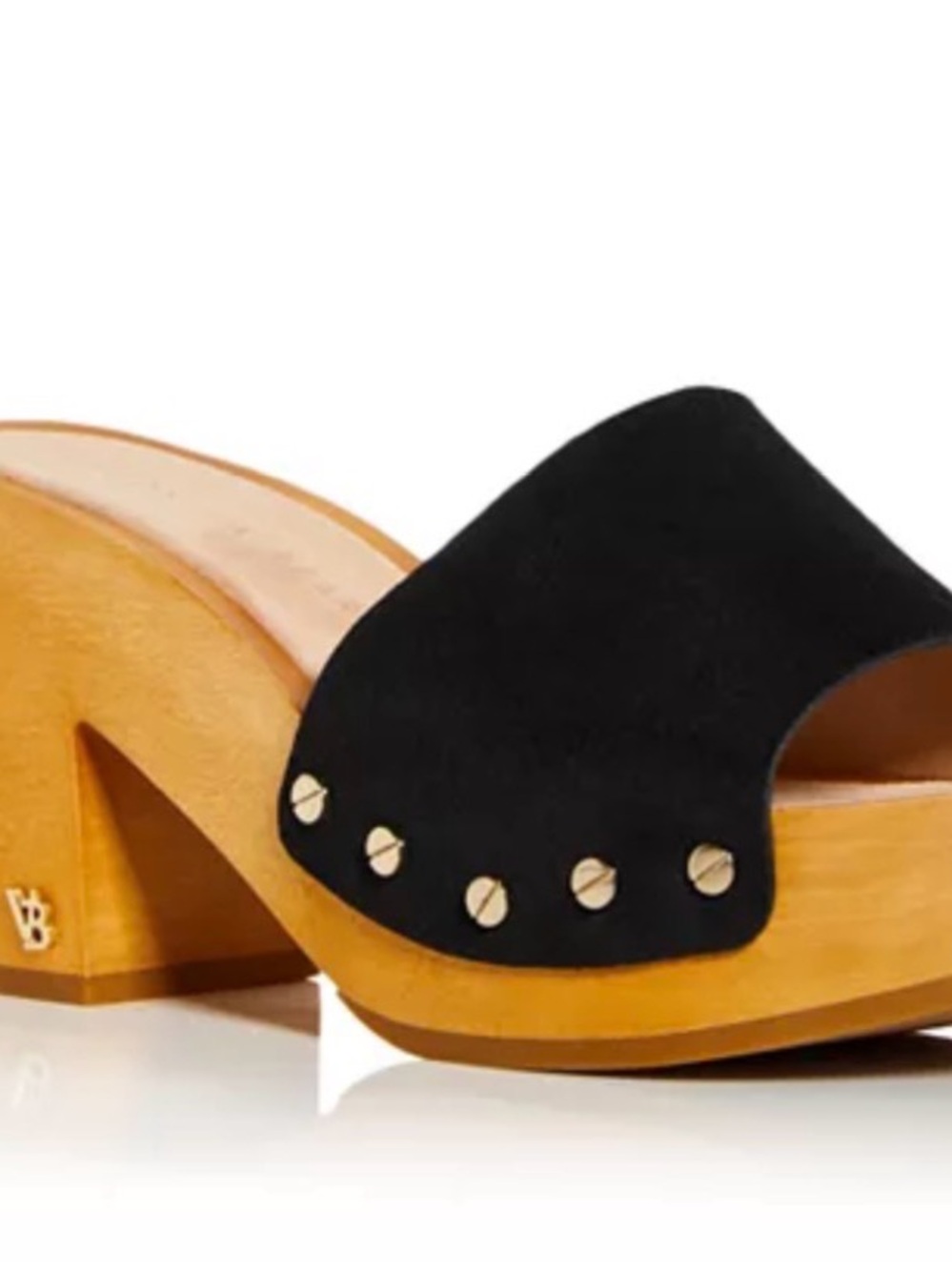 Veronica Beard Black Suede Wood-Block Mules